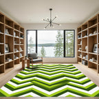 Modern Vibrant Green Zigzag Chevron Rug