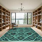 Teal Geometric Arrow Diamond Rug