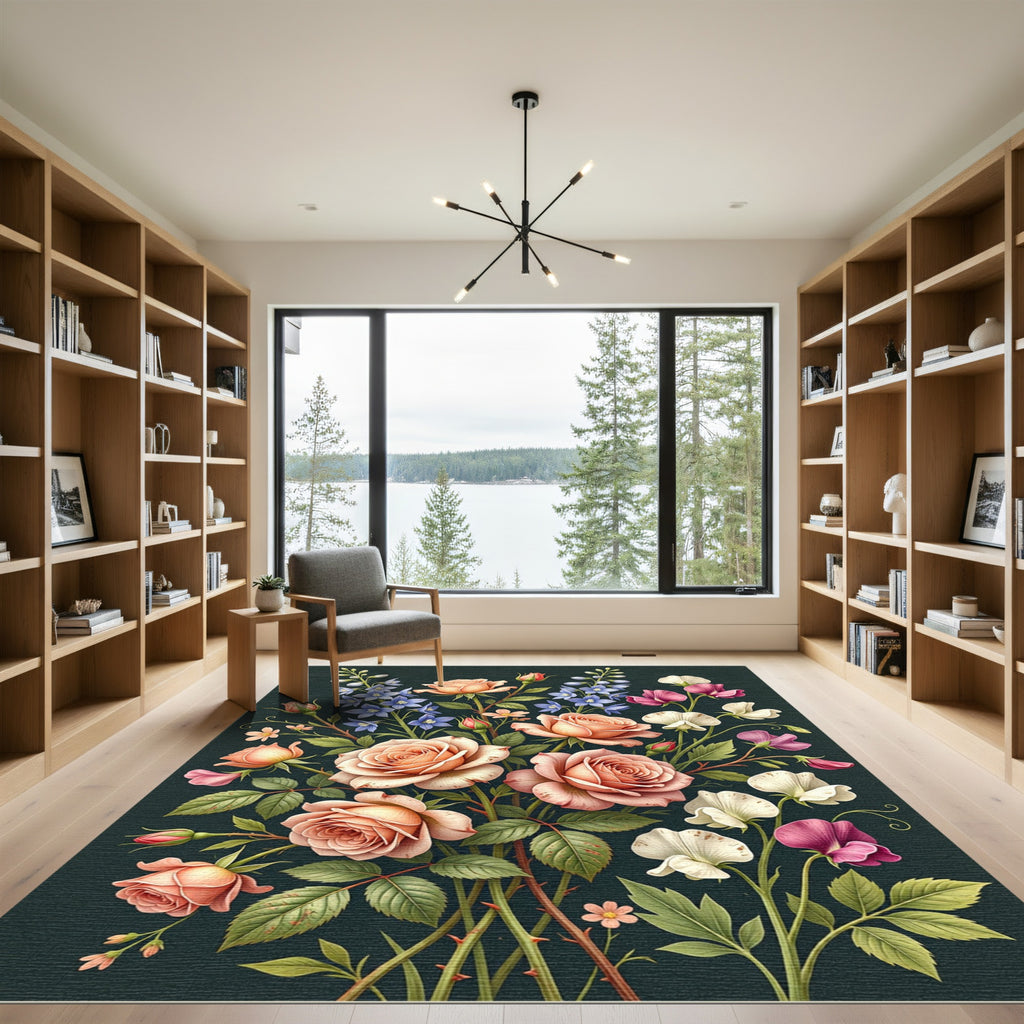 Terracotta Rose Sweet Pea Bouquet Rug