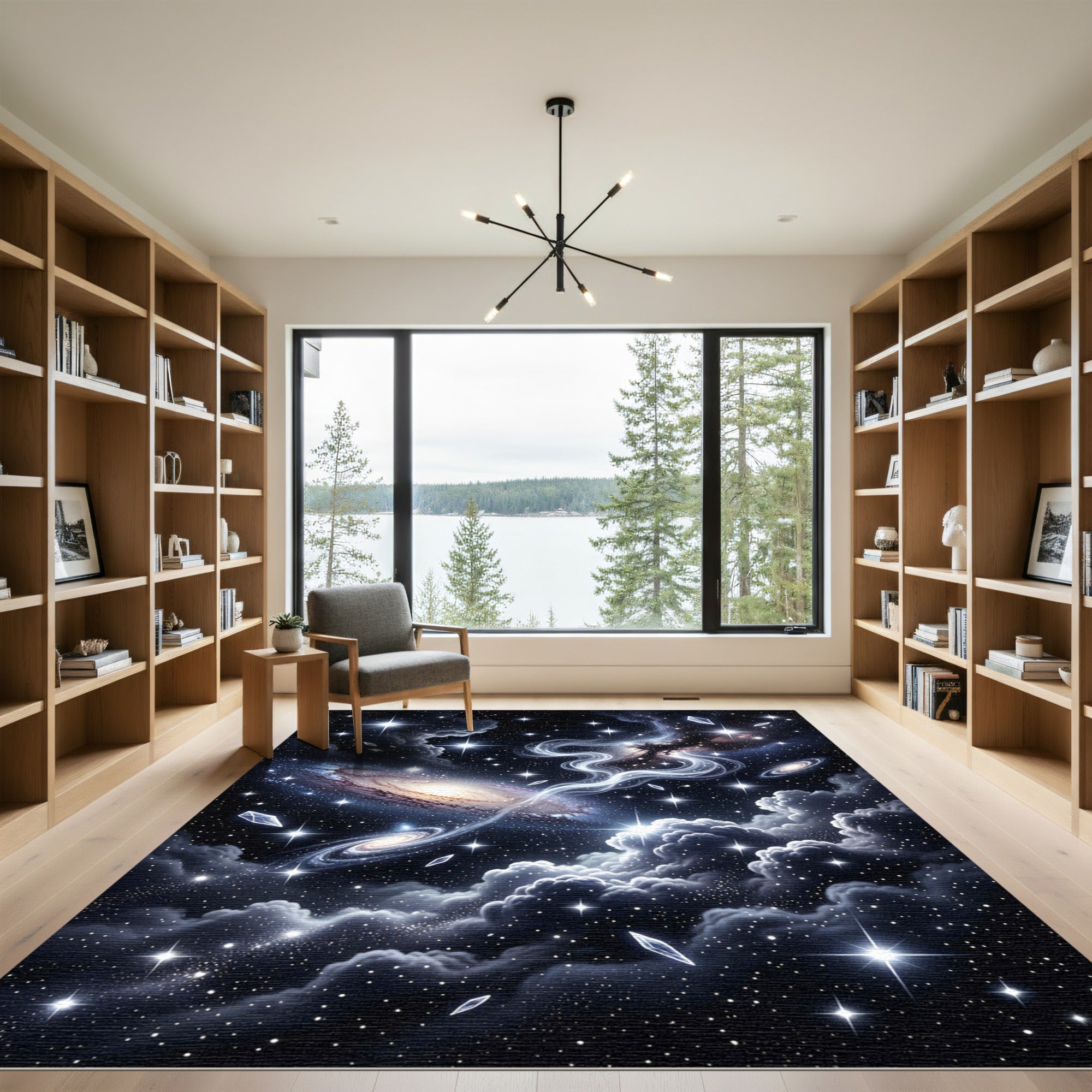 Cosmic Nebula Swirl Starry Night Rug