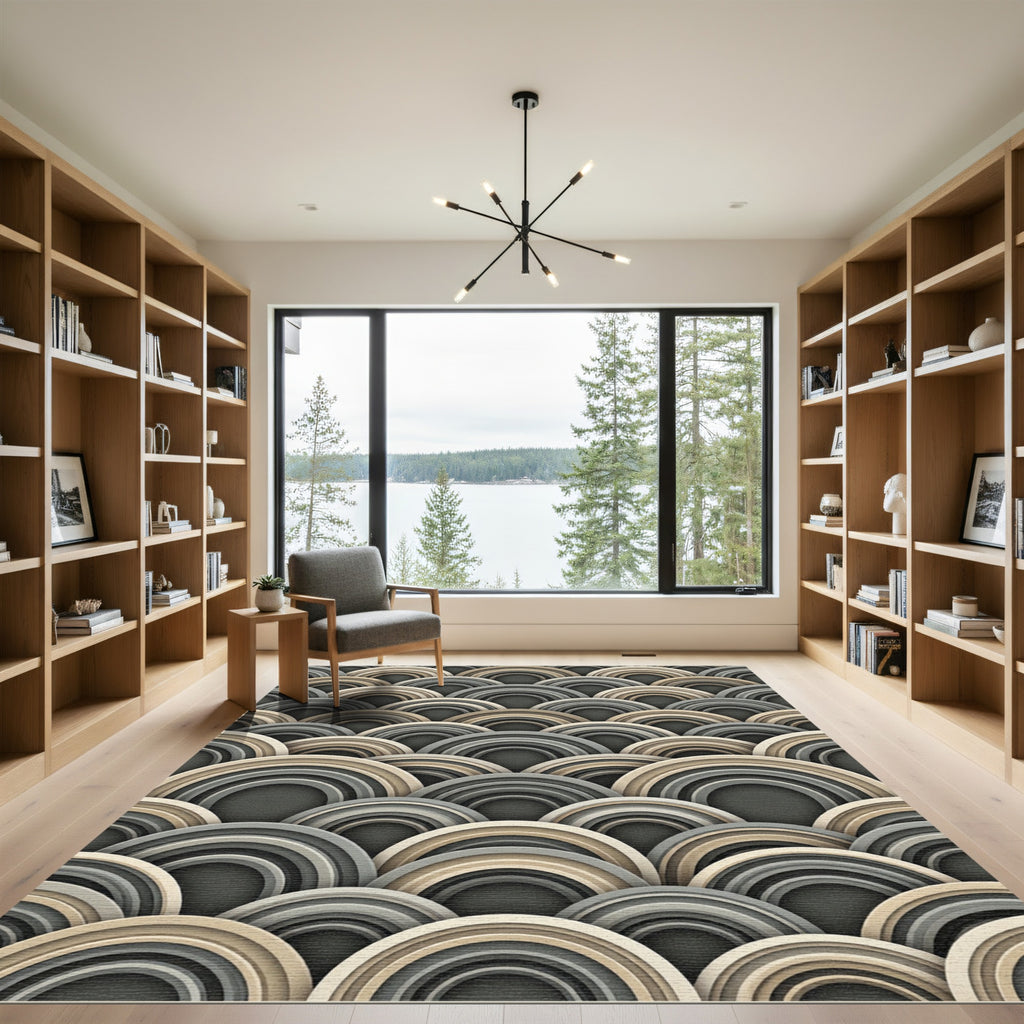 Neutral Toned Scalloped Arch Ripple Rug