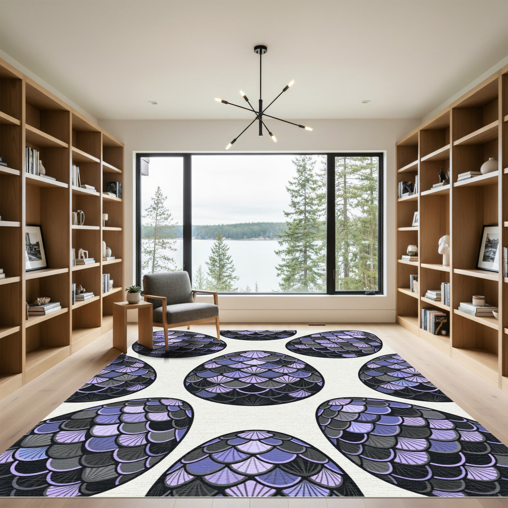Elegant Violet Dragon Scale Geometric Rug