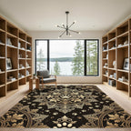 Ornate Gold Paw Damask Medallion Rug