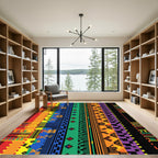 Vibrant Multi-Color Geometric Striped Abstract Rug