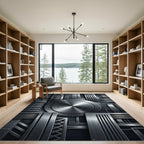 Industrial Metallic Silver Geometric Steel Rug