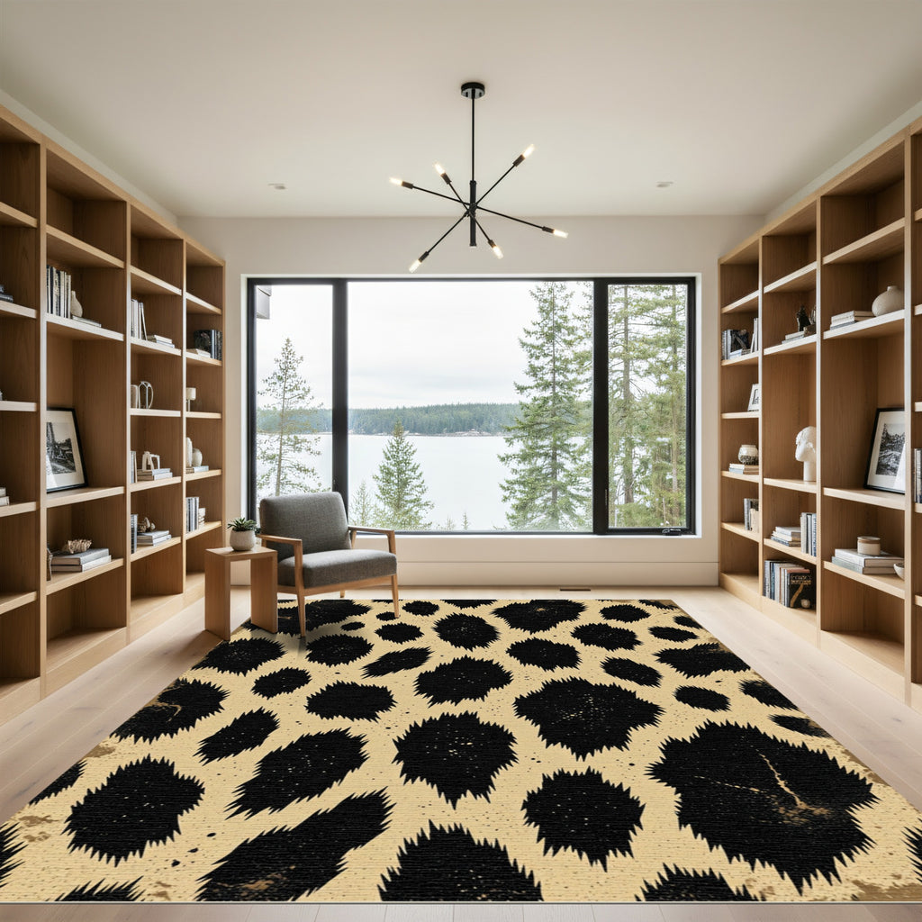 Retro Black Spots Faux Hide Rug