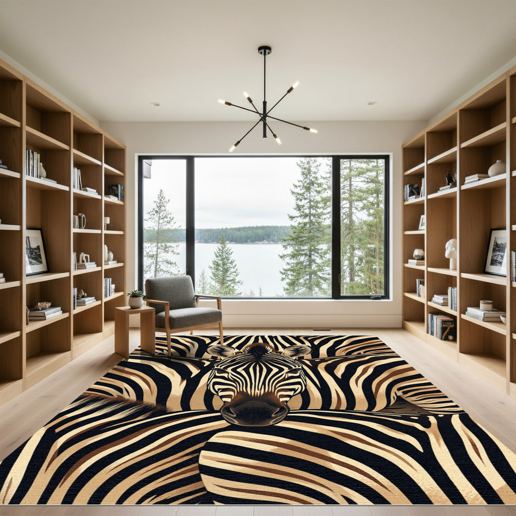 Black Brown Zebra Stripe Close-up Rug