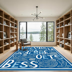 Blue Whimsical Aquatic Animals Alphabet Rug