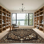 Ornate Chocolate Floral Diamond Damask Rug