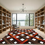 Crimson Brown Intersecting Geometric Rug