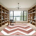 Terracotta White Subtle Chevron Zigzag Rug