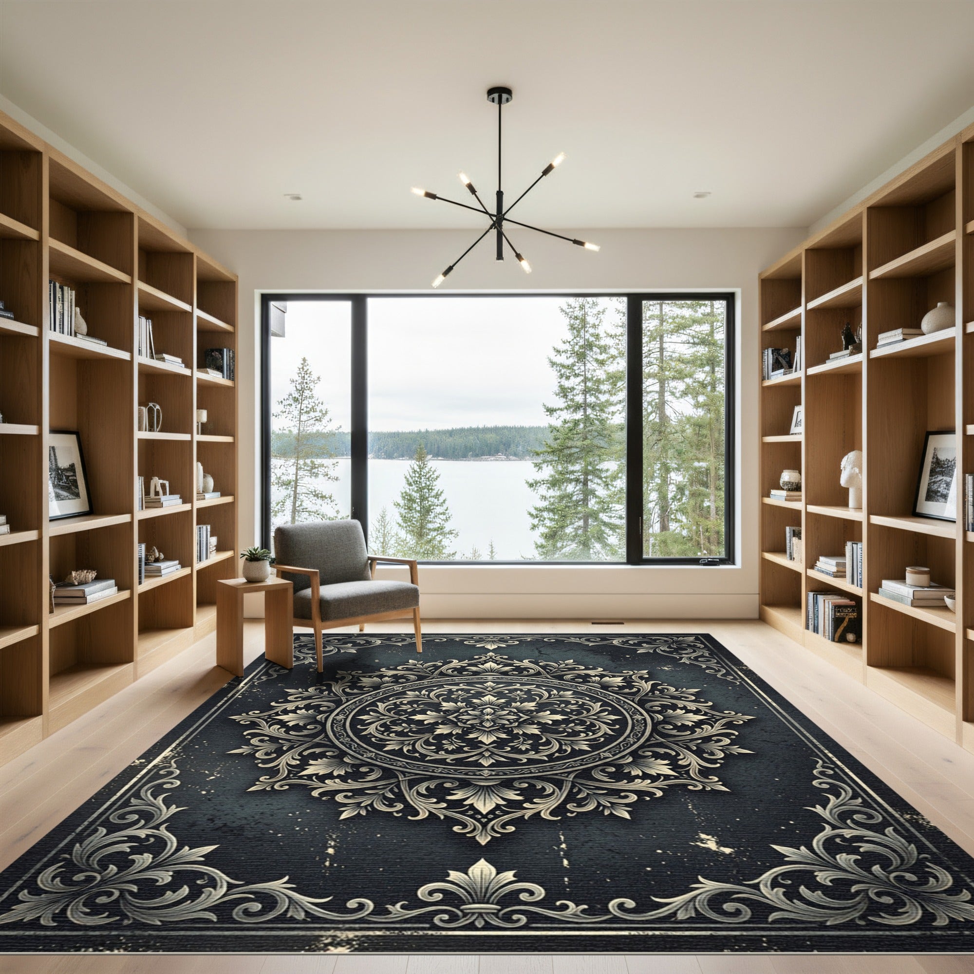 Ornate Dark Floral Medallion Rug