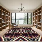 Chic Maroon Geometric Chain Link Tapestry Rug