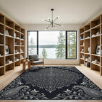 Ornate Silver Paisley Mandala Rug