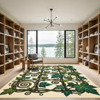 Lush Green Ivy Trellis Scroll Rug