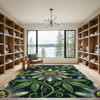 Dark Botanical Passion Flower Vines Rug
