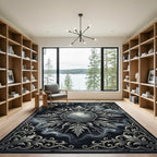 Gothic Silver Foliage Cracked Medallion Rug