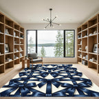Sophisticated Navy Satin Ribbon Grid Rug