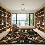 Earthy Bronze Arrow Feather Tribal Composition Rug
