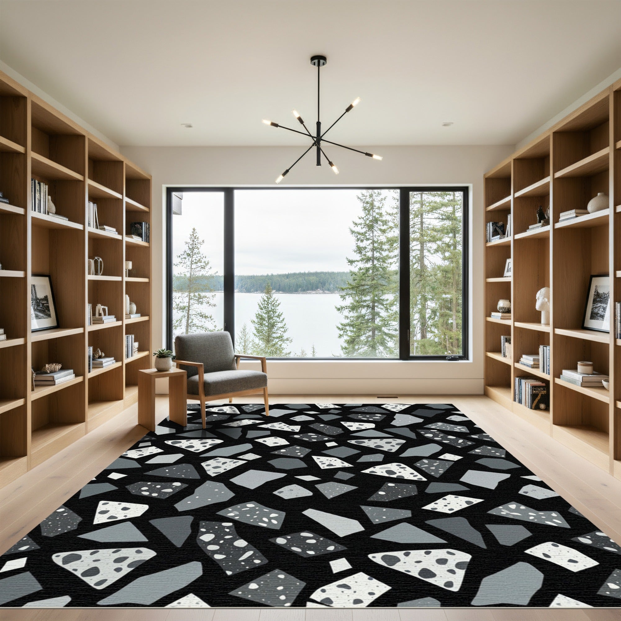Monochromatic Aggregate Mosaic Fragments Rug