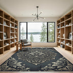 Dark Slate Victorian Ornate Medallion Rug