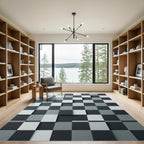 Monochromatic 3D Checkerboard Composition Rug