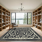 Dark Celtic Knotwork Scrollwork Ivory Rug