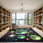 Cosmic Neon Moons Starbursts Rug