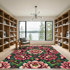 Flamingo Floral Peony Symmetry Art Rug