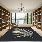 Elegant Gold Fern Leaf Illustration Rug