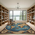 Vintage Nautical World Map Illustration Rug