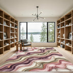Rose Gold Veined Agate Swirl Rug