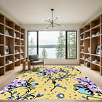 Lavender Lilac Floral Vine Yellow Rug