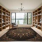 Intricate Golden Mandala Brown Floral Rug