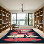 Vibrant Pink Flamingo Abstract Stripes Rug