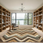 Earthy Chevron Wave Textured Rug