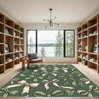 Elegant Sage Cream Bow Floral Accents Rug