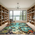 Turquoise Tide Pool Marine Life Rug