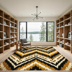 Earthy Ochre Chevron Ikat Geometric Rug