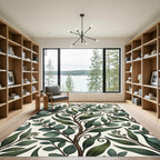 Elegant Sage Green Eucalyptus Leaf Vines Rug