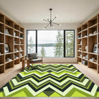 Modern Lime Green Geometric Zigzag Rug