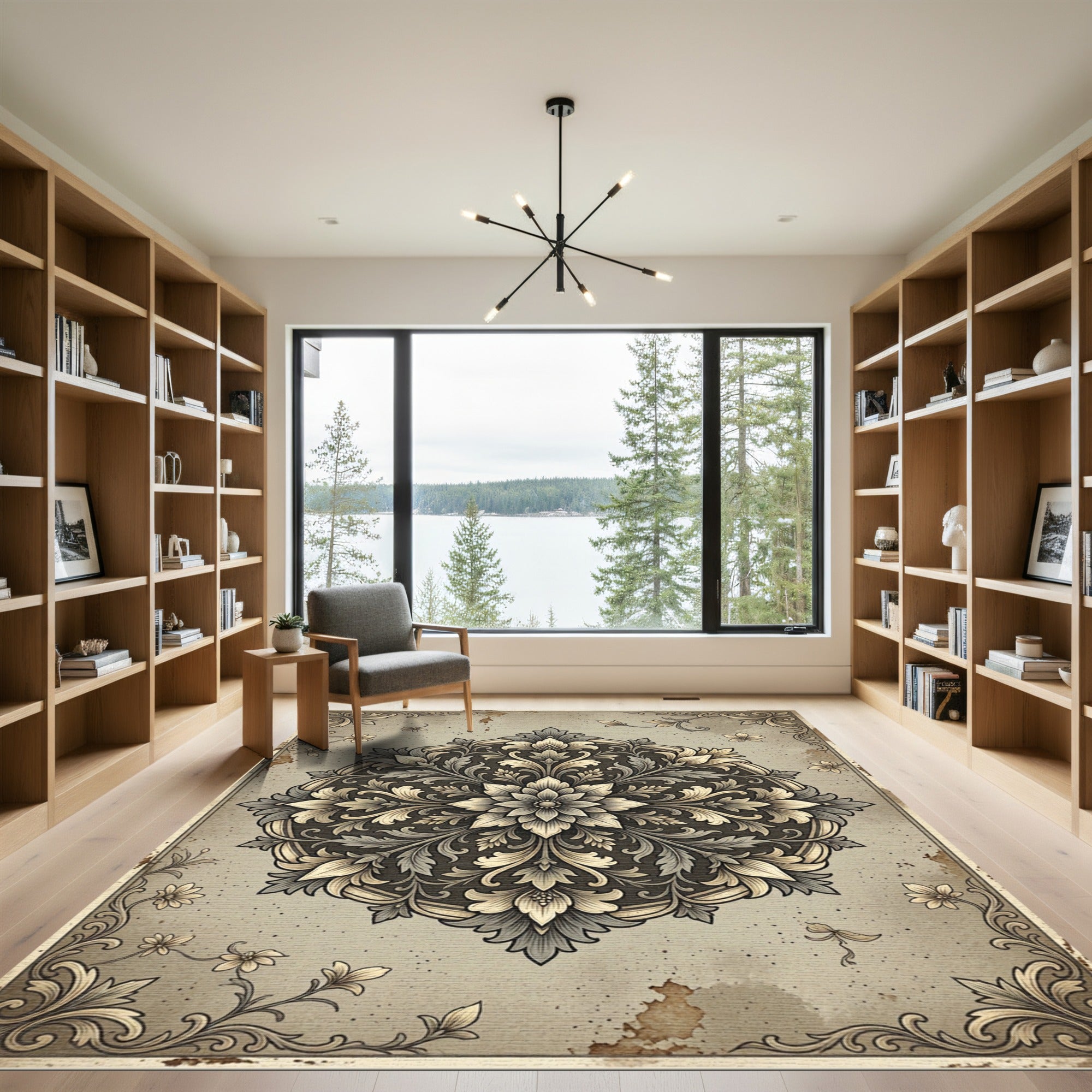 Vintage Floral Damask Medallion Rug