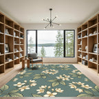 Elegant Sage Botanical Jasmine Blossom Rug