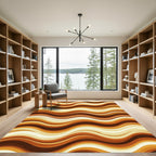 Warm Earthy Retro Wavy Striated Abstract Rug