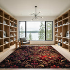 Regal Crimson Gold Floral Jewel Rug