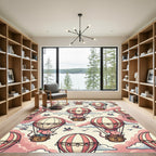 Whimsical Pink Mouse Hot Air Balloon Rug