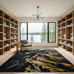 Golden Mountain Peaks Landscape Rug