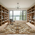 Ornate Gold Acanthus Scroll Art Rug