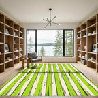 Lime Green Ivory Stripe Rug