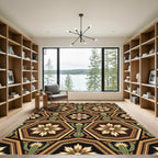 Earthy Hexagonal Cactus Geometric Desert Rug